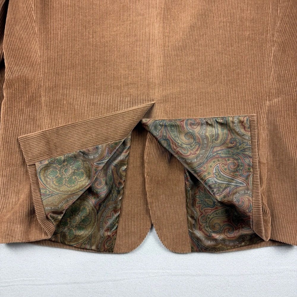 Lauren Ralph Lauren Mens 44R Brown Corduroy Blazer Paisley Lined Leather Buttons - Picture 11 of 16